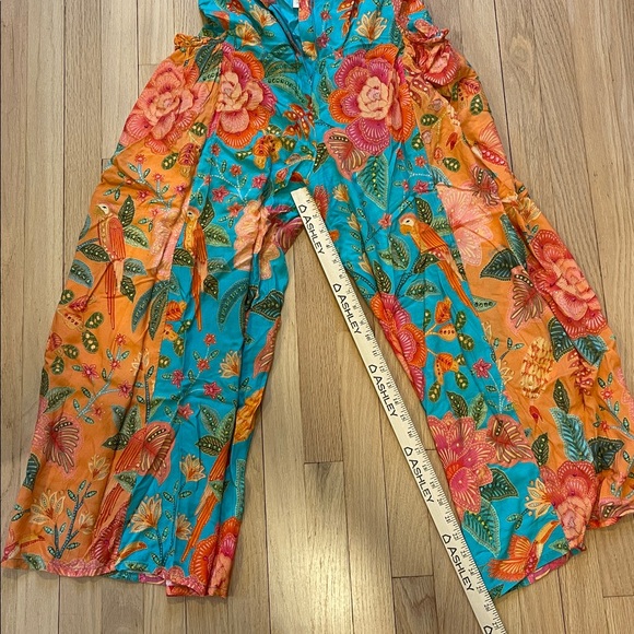 FARM Rio Tropical Floral Wide-Leg Pants - Teal and Orange - Picture 7 of 10